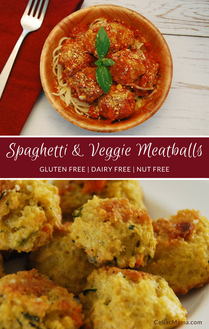 spaghetti and veggie meatballs gluten free pin